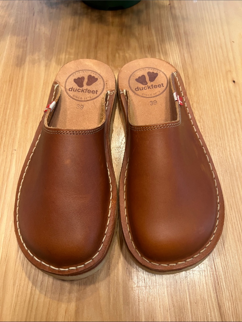 Duckfeet unisex Blavand Brown Leather Slip-On Clogs
